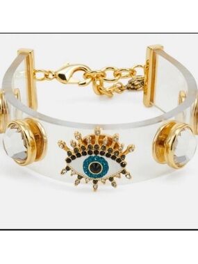 Kurt Geiger London Jelly Evil Eye Bracelet in Crystal.